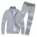 Mens Casual Plus Size Solid Color Tracksuits Stand Collar Cotton Sport Suits