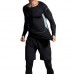 Three-piece Elastic Fitness Suits Men's Long-sleeved Running Training Breathable Sportswear Pants