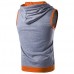 Fashion Casual Summer Hoodies Vest Men's Hit Color Stitching Hooded Sleeveless Tops