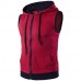 Fashion Casual Summer Hoodies Vest Men's Hit Color Stitching Hooded Sleeveless Tops