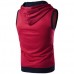 Fashion Casual Summer Hoodies Vest Men's Hit Color Stitching Hooded Sleeveless Tops