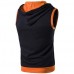 Fashion Casual Summer Hoodies Vest Men's Hit Color Stitching Hooded Sleeveless Tops