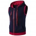 Fashion Casual Summer Hoodies Vest Men's Hit Color Stitching Hooded Sleeveless Tops