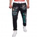 Men Fall Cotton Polyester Letter Printed Basketball Sports Jogger Pants Drawstring Elastic Waist Trousers