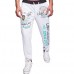 Men Fall Cotton Polyester Letter Printed Basketball Sports Jogger Pants Drawstring Elastic Waist Trousers