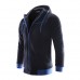 Men's Casual Warm Fleece Sportswears Contrast Color Zipper Stand Collar Hoodies Sweatshirts