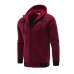 Men's Casual Warm Fleece Sportswears Contrast Color Zipper Stand Collar Hoodies Sweatshirts