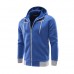 Men's Casual Warm Fleece Sportswears Contrast Color Zipper Stand Collar Hoodies Sweatshirts