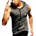 Mens Fashion Zip Up Fitness Running Hooded Vest Casual Quick Drying GYM Sports Hoodies Tank Tops