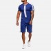 Mens Short Sleeve Casual Sport Suit Athleisure Sportswear