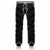Men's Single Breasted Solid Color Elastic Waist Drawstring Sport Sweatpants Jogger Pants