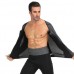 Men's Sports Neoprene Plastic Shirt Zipper Color Block Skinny Tops