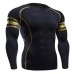 Mens Movement Speed Dry T-shirt Fitting Long Sleeved Elastic Training Workout Sport Tops