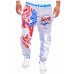 Men's Lace-Up Fashion Sports Jogger Pants Statue of Liberty American Flag Printing Hip-hop Sweatpants