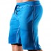 Mens Knee Length Pure Color Drawstring Waist Gym Running Sport Shorts