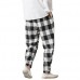 Men Casual Harem Plaid Loose Pants Button Adjustable Ankle Long Joggers Trousers