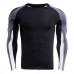 Mens Tight Fitness Fast Dry T-shirt Casual Long Sleeved Training Running Sports T-shirt