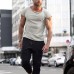 Men Cropped Neck Muscle Fit Gym Tops