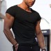 Men Cropped Neck Muscle Fit Gym Tops