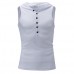 Fashion Hooded Slim Sleeveless Vest Men's Solid Color Casual Button Design Tops Tees