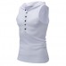Fashion Hooded Slim Sleeveless Vest Men's Solid Color Casual Button Design Tops Tees