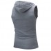 Fashion Hooded Slim Sleeveless Vest Men's Solid Color Casual Button Design Tops Tees