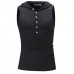 Fashion Hooded Slim Sleeveless Vest Men's Solid Color Casual Button Design Tops Tees