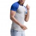 Leisure Patchwork Color Slim Fit Sport T-shirt Men's Outdoor Brief Style Round Neck Short Sleeve Top