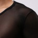 Mens Tight Sexy Transparent Gauze T-shirt Breathable Sports Shorts Sleeved Tees