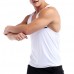 White Quick Drying Line Printed Tight Fitness Sleeveless T-shirt Men's Running Training Sport Vest