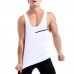 White Quick Drying Line Printed Tight Fitness Sleeveless T-shirt Men's Running Training Sport Vest