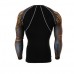 Men Quick Drying Tight Sports GYM Training Running Pattern Long Sleeve T-Shirts