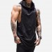 Men Cotton Sleeveless Mesh Breathable Hooded Gym Tops
