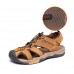 Men Travel Genuine Leather Cowhide Male Summer Beach Casual Suede Rubber Sandals Slippers Shoes