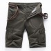 Outdoor Summer Mens Cotton Multi Pockets Solid Color Cargo Breathable Loose Casual Shorts