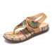 Women's Flat PU Sandals Summer Low Heel Buckle Handmade Outdoor Lightweight Beach Sandals