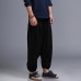 Men Yoga Loose Drop Crotch Pants Male Casual Harem Pants Elastic Cotton Linen Bloomers Trousers