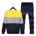 Mens Casual Sport Suit Stitching Color Long Sleeve Sweatshirt Jogger Pants Running Clothing