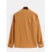 Mens Solid Color Chest Pocket Casual Basic Long Sleeve Henley Shirts