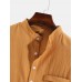 Mens Solid Color Chest Pocket Casual Basic Long Sleeve Henley Shirts
