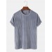 Mens Pleuche Solid Color Texture Round Neck Short Sleeve T-Shirts