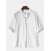 Mens Solid Color High Low Basics Cotton Long Sleeve Henley Shirts