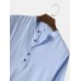 Mens Solid Color High Low Basics Cotton Long Sleeve Henley Shirts