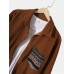 Mens Vintage Chevron Pattern Chest Pocket Corduroy Long Sleeve Shirts