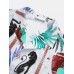Mens Cartoon Animal Print Revere Collar Short Sleeve Shirt