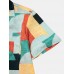 Mens Color Block Contrast Lapel Short Sleeve Shirt