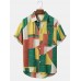 Mens Holiday Colorblock Breathable Casual Shirts