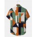 Mens Holiday Colorblock Breathable Casual Shirts