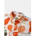 Mens 100% Cotton Color Block Cartoon Print Lapel Short Sleeve Shirt