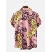 Mens Tiger Print Revere Collar Short Sleeve Shirt